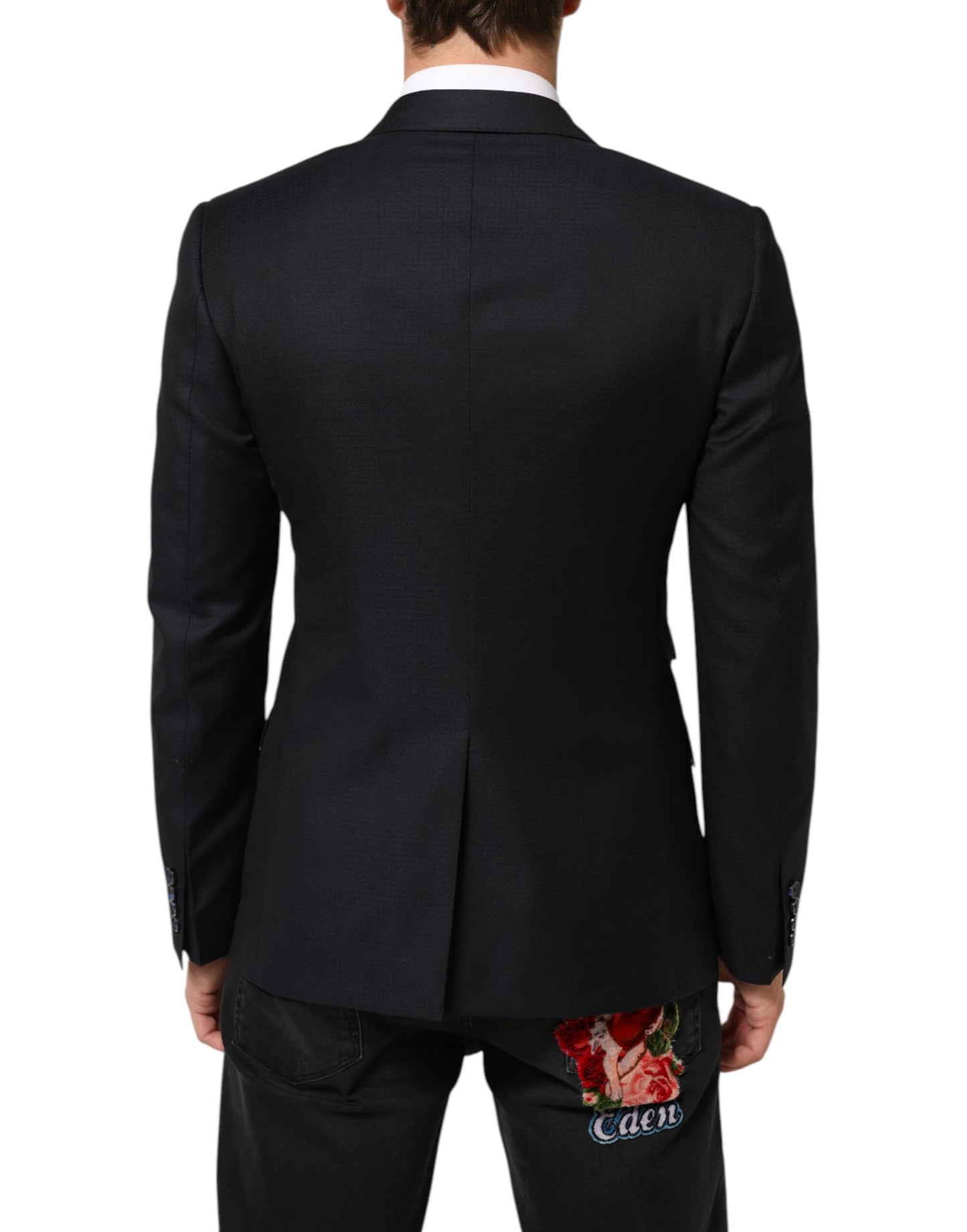 Black Wool NAPOLI 2 Button Men Suit Blazer-Dolce & Gabbana-LabelTerrace.com