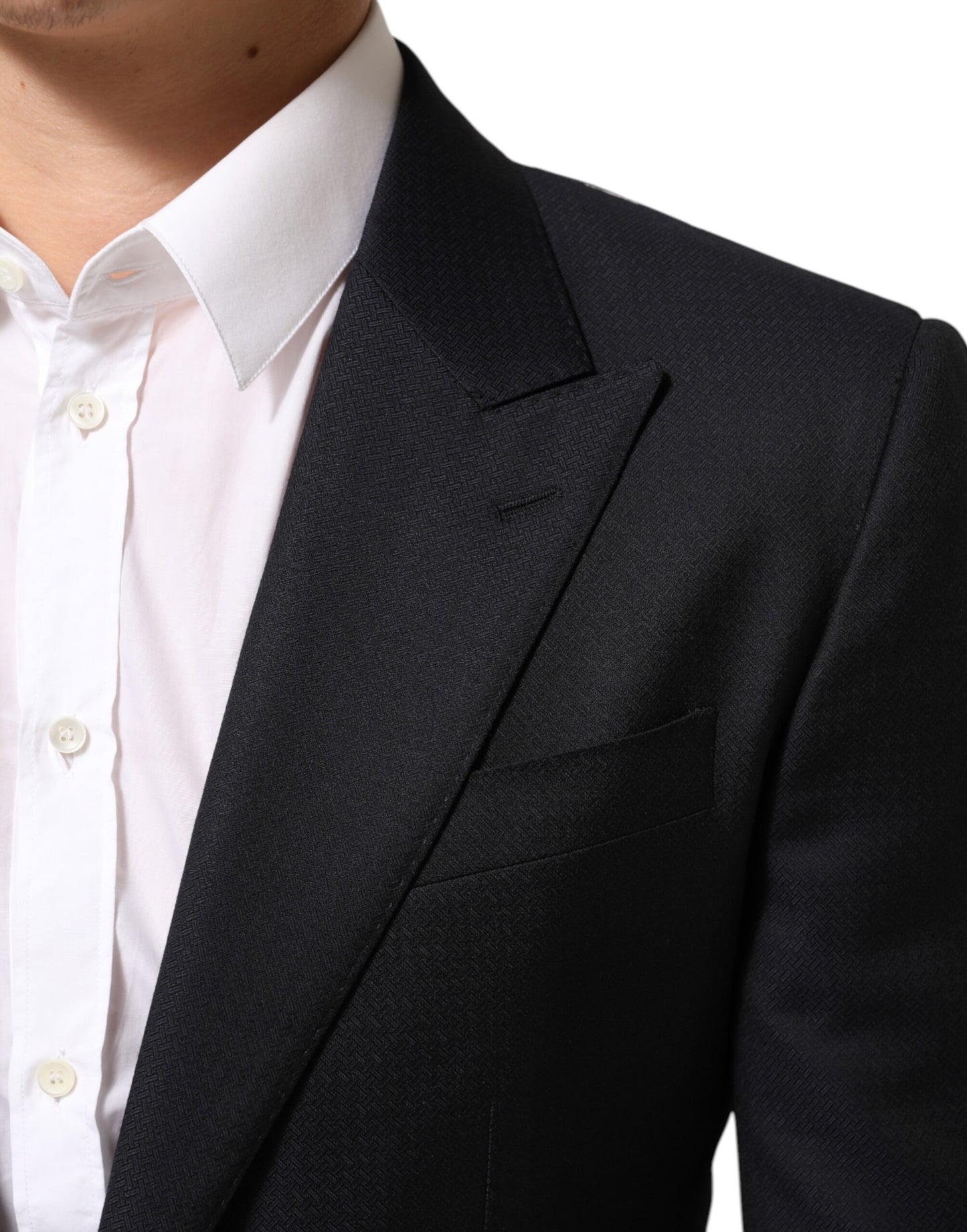 Black Wool NAPOLI 2 Button Men Suit Blazer-Dolce & Gabbana-LabelTerrace.com