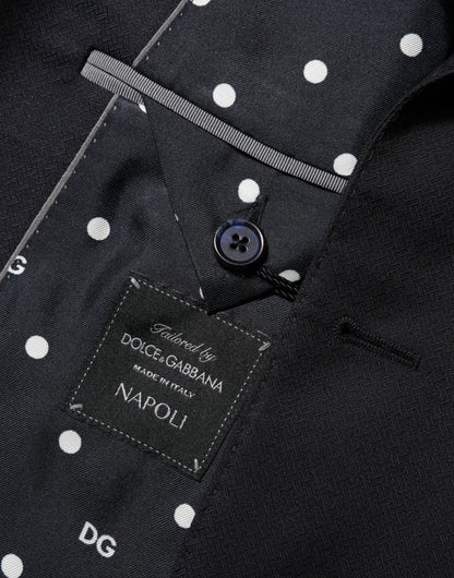 Black Wool NAPOLI 2 Button Men Suit Blazer-Dolce & Gabbana-LabelTerrace.com
