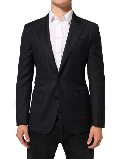 Black Wool NAPOLI 2 Button Men Suit Blazer-Dolce & Gabbana-LabelTerrace.com