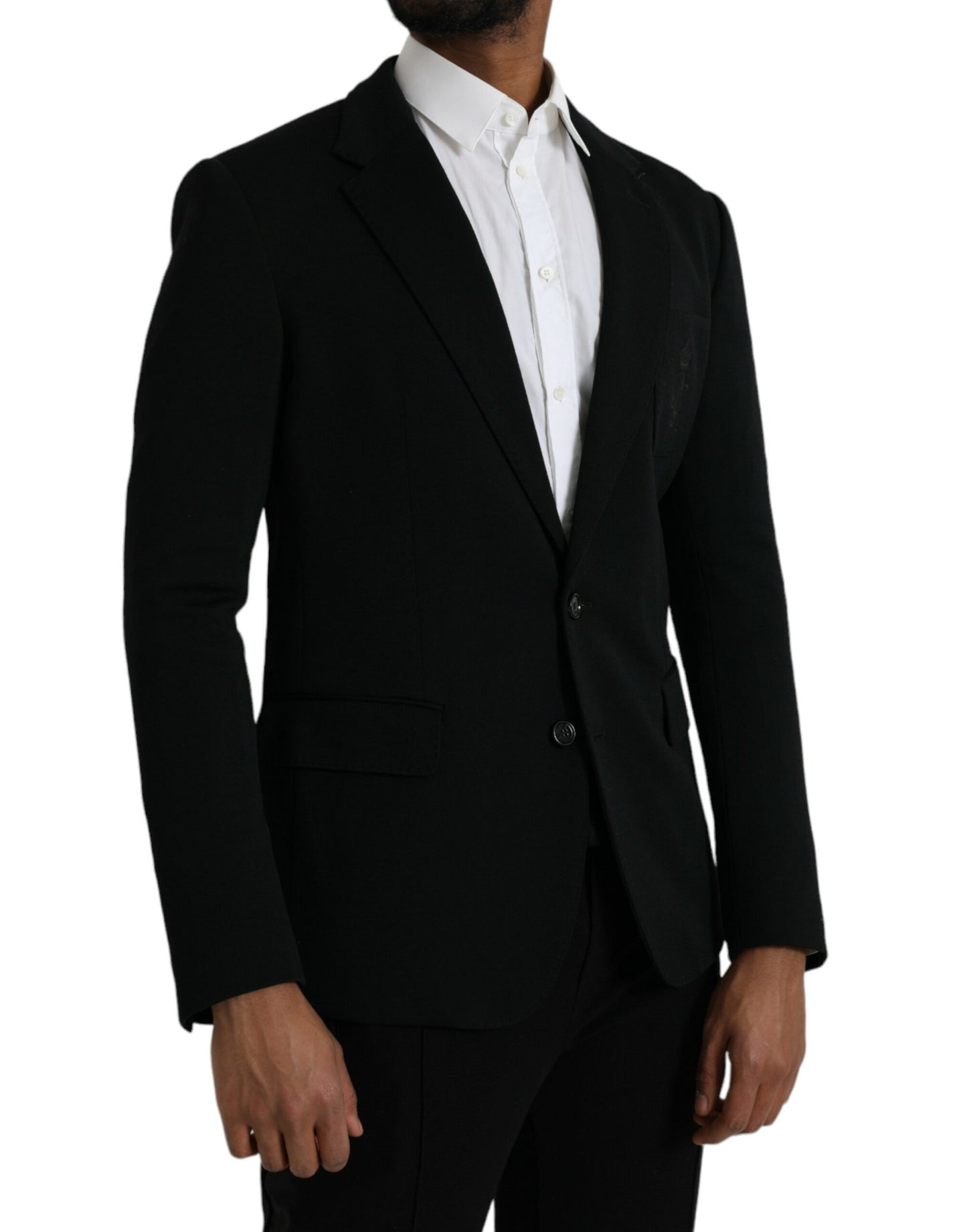 Black Wool Notch Single Breasted Coat Blazer-Dolce & Gabbana-LabelTerrace.com