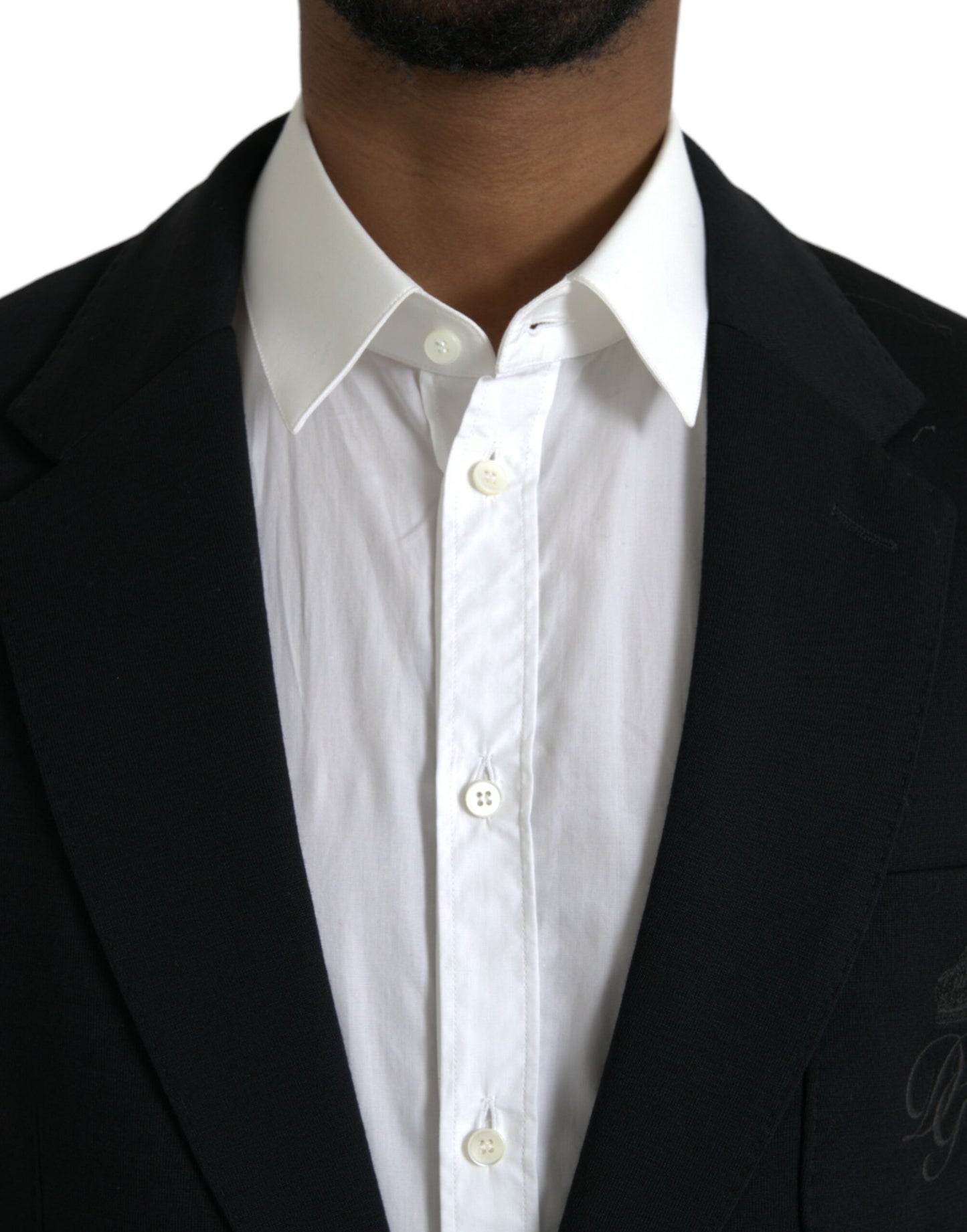 Black Wool Notch Single Breasted Coat Blazer-Dolce & Gabbana-LabelTerrace.com