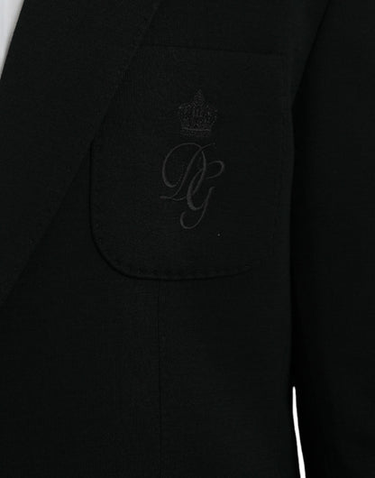Black Wool Notch Single Breasted Coat Blazer-Dolce & Gabbana-LabelTerrace.com