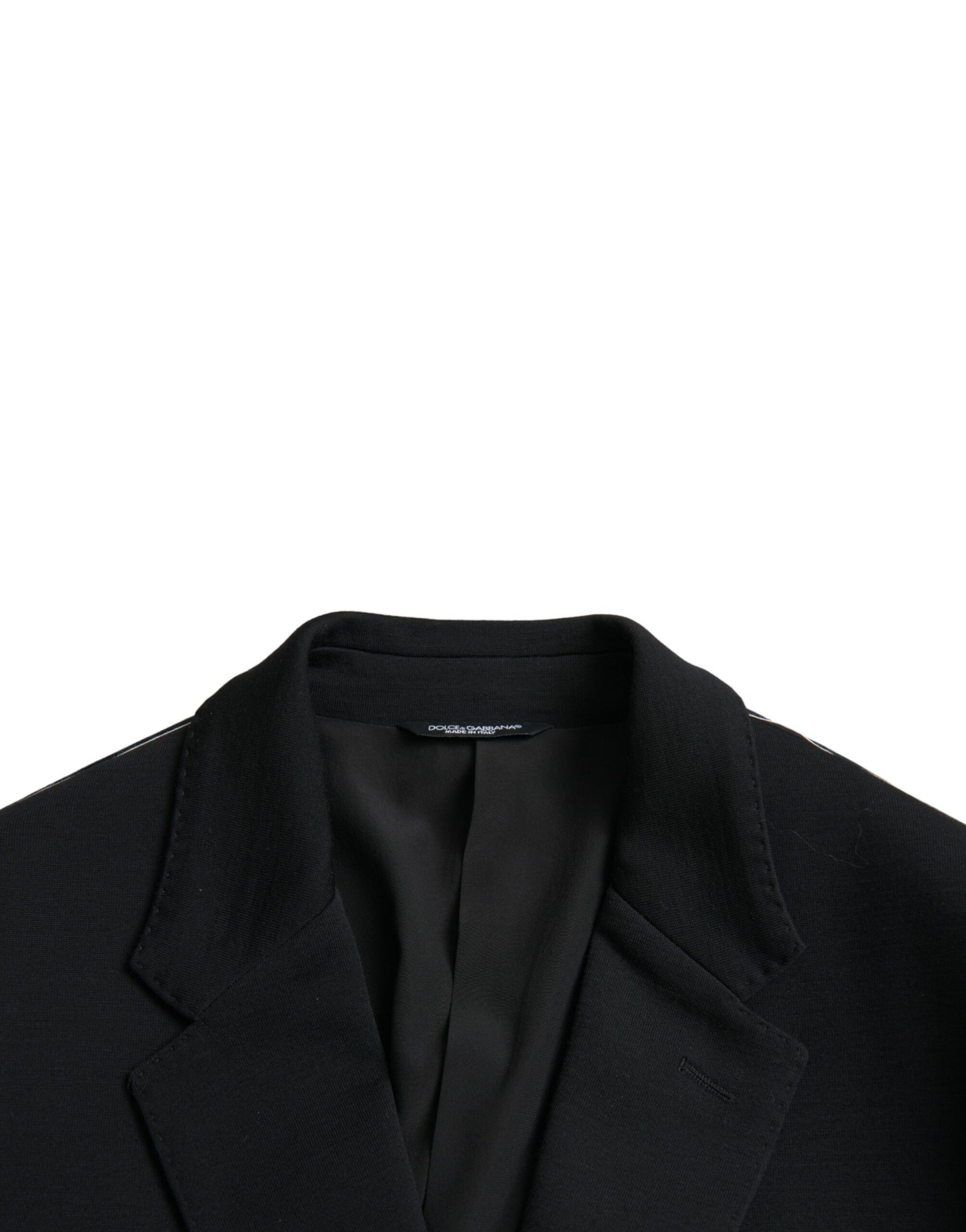 Black Wool Notch Single Breasted Coat Blazer-Dolce & Gabbana-LabelTerrace.com