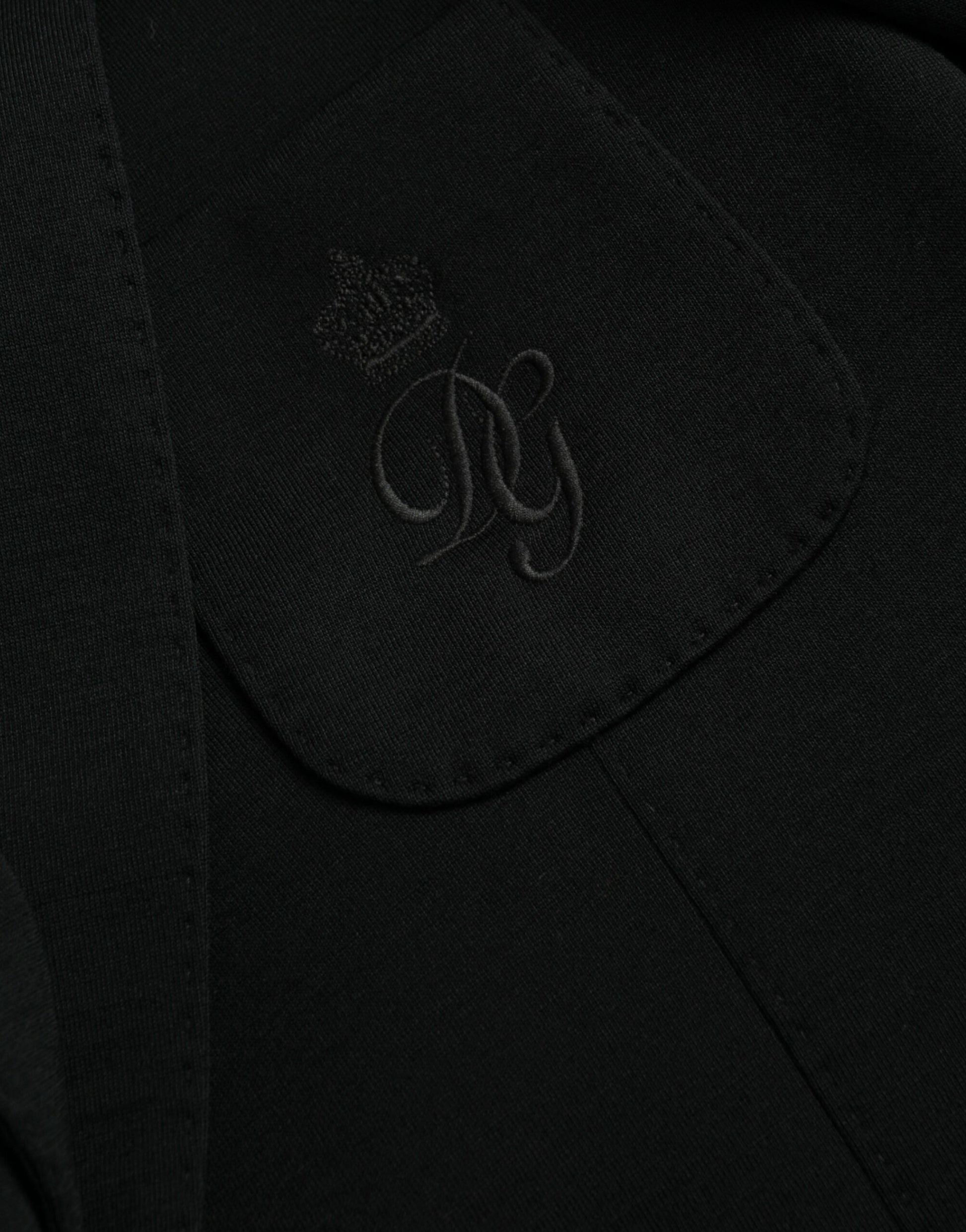 Black Wool Notch Single Breasted Coat Blazer-Dolce & Gabbana-LabelTerrace.com