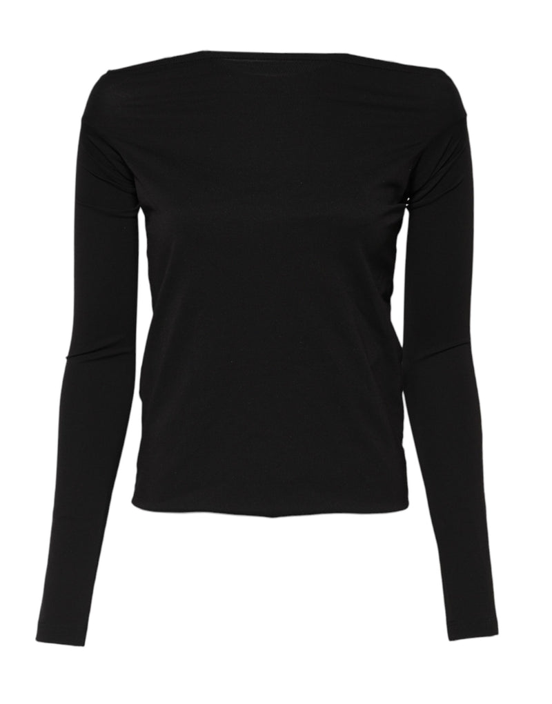 Black Wool Shrug Crew Neck Pullover Sweater-Dolce & Gabbana-LabelTerrace.com