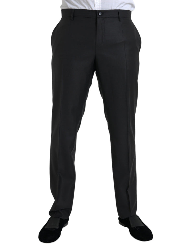 Black Wool Silk Skinny Dress Pants-Dolce & Gabbana-LabelTerrace.com