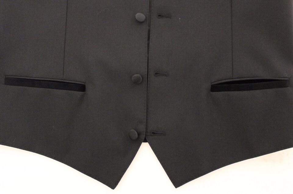 Black Wool Silk Stretch Dress Vest Blazer-Dolce & Gabbana-LabelTerrace.com