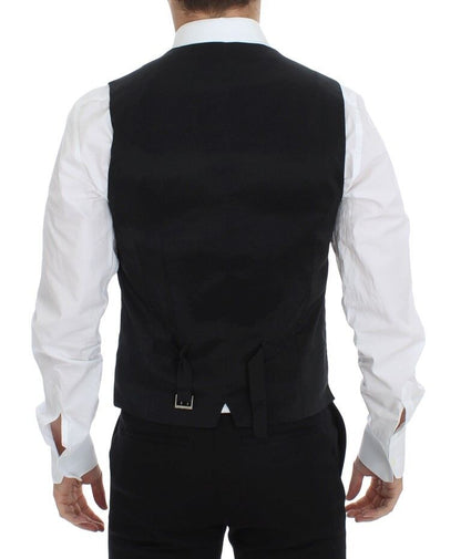 Black Wool Silk Stretch Dress Vest Blazer-Dolce & Gabbana-LabelTerrace.com