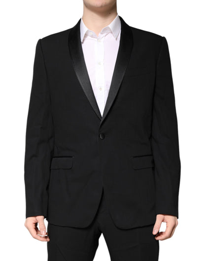 Black Wool Single Breasted 2 Piece Suit-Dolce & Gabbana-LabelTerrace.com