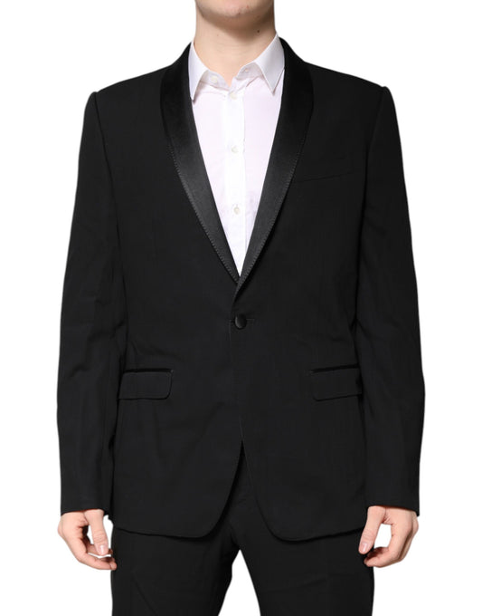 Black Wool Single Breasted 2 Piece Suit-Dolce & Gabbana-LabelTerrace.com