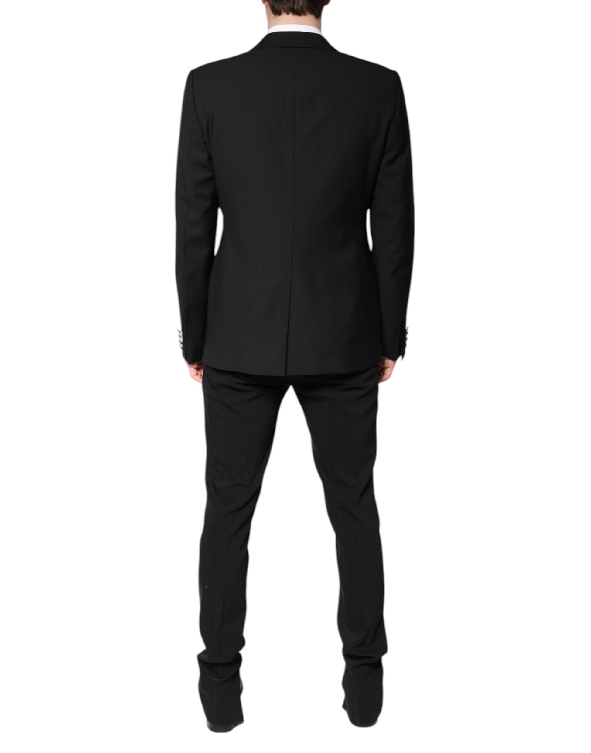 Black Wool Single Breasted 2 Piece Suit-Dolce & Gabbana-LabelTerrace.com