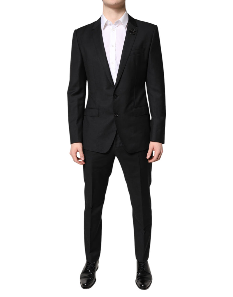 Black Wool Single Breasted 2 Piece Suit-Dolce & Gabbana-LabelTerrace.com