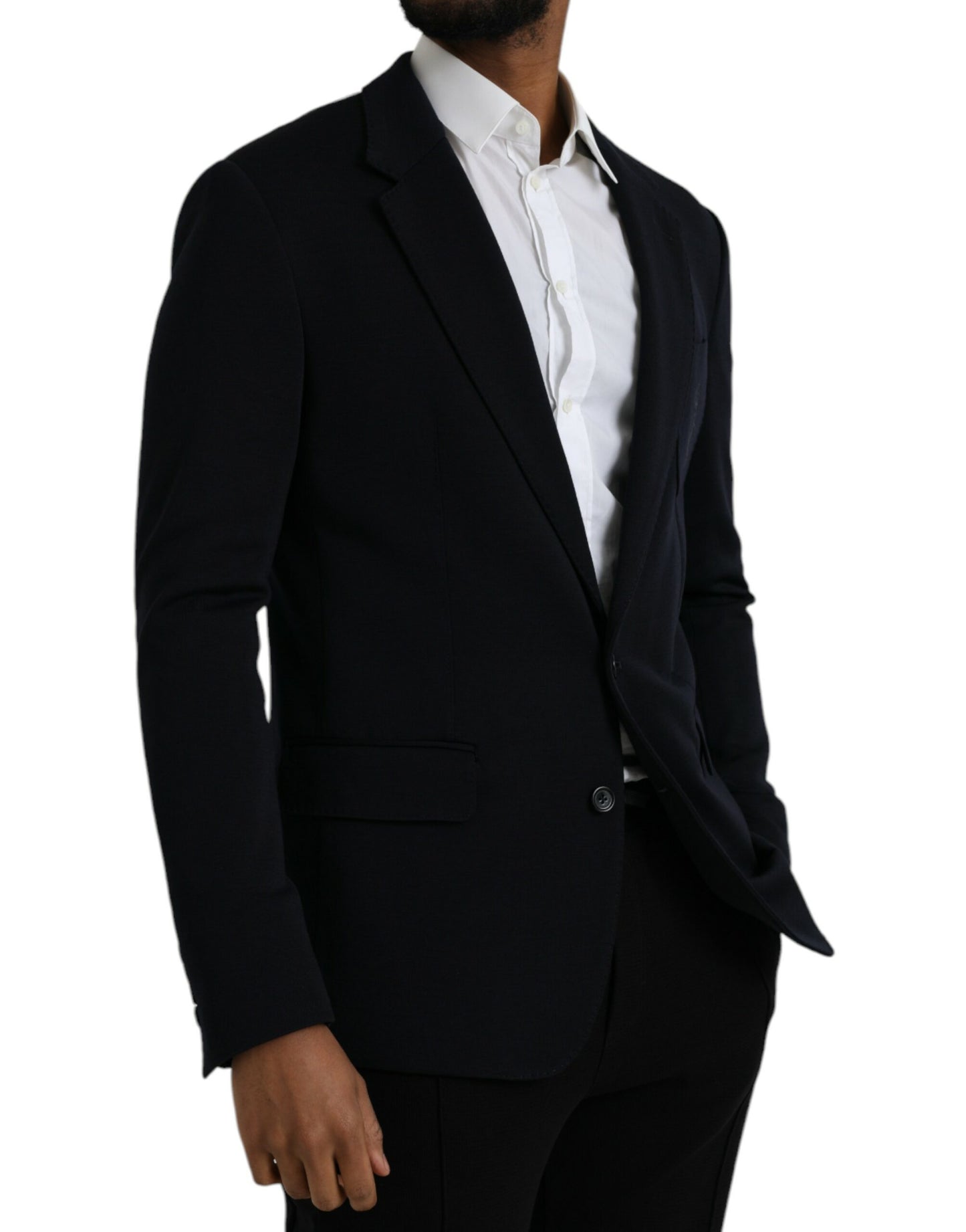 Black Wool Single Breasted Coat Blazer-Dolce & Gabbana-LabelTerrace.com