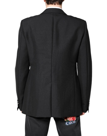 Black Wool Single Breasted Coat Blazer-Dolce & Gabbana-LabelTerrace.com