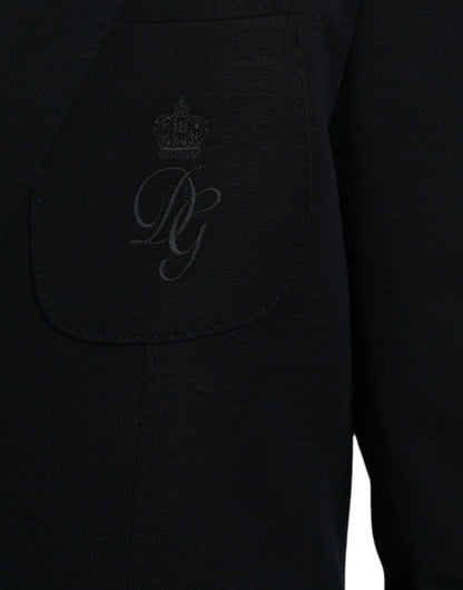 Black Wool Single Breasted Coat Blazer-Dolce & Gabbana-LabelTerrace.com
