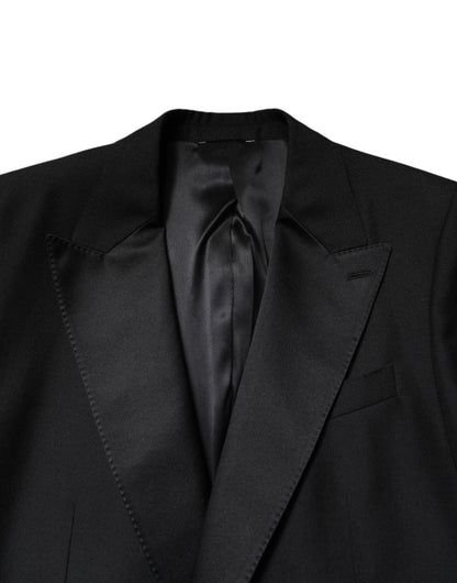 Black Wool Single Breasted Coat Blazer-Dolce & Gabbana-LabelTerrace.com