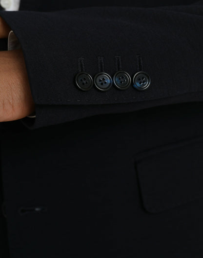 Black Wool Single Breasted Coat Blazer-Dolce & Gabbana-LabelTerrace.com