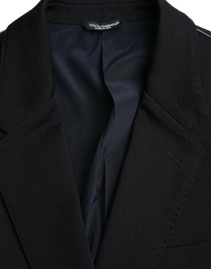 Black Wool Single Breasted Coat Blazer-Dolce & Gabbana-LabelTerrace.com