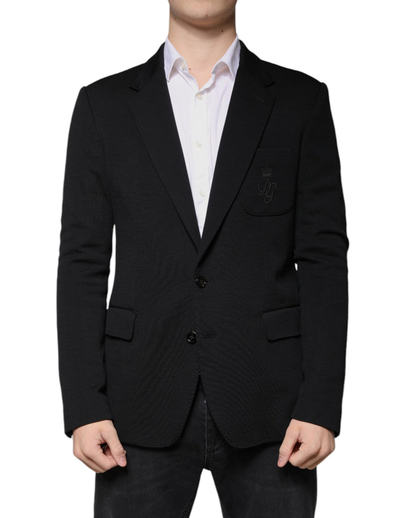 Black Wool Single Breasted Formal Blazer-Dolce & Gabbana-LabelTerrace.com