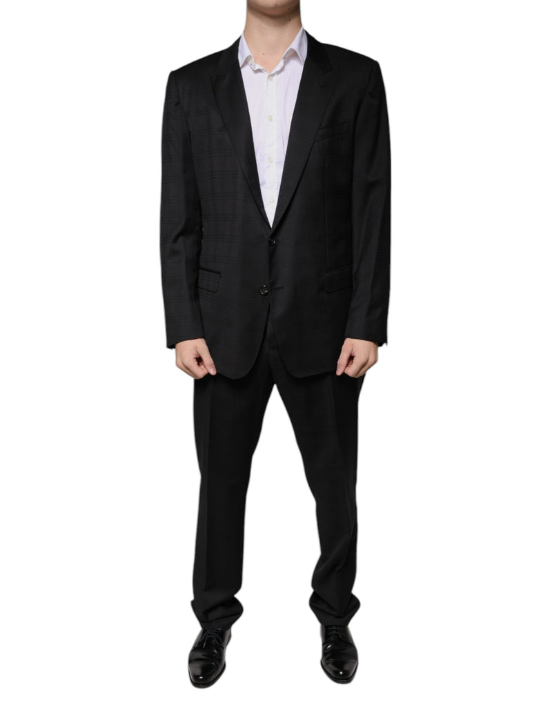 Black Wool Single Breasted Formal Suit-Dolce & Gabbana-LabelTerrace.com