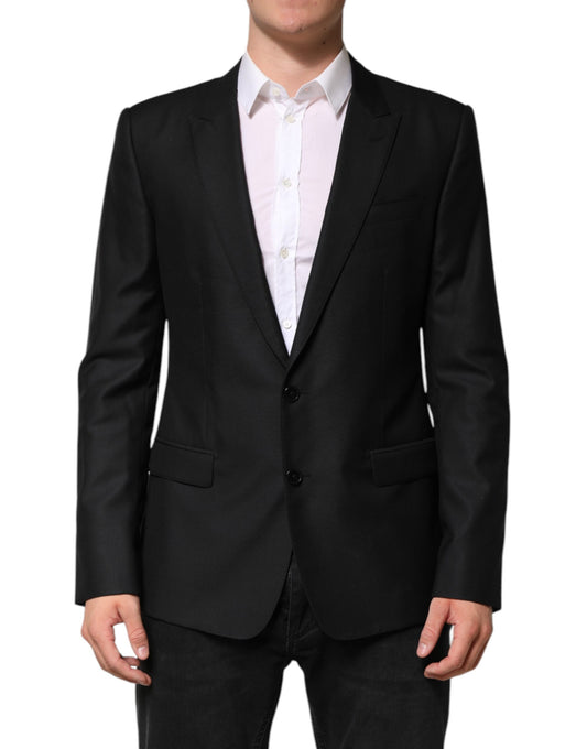 Black Wool Single Breasted Jacket Blazer-Dolce & Gabbana-LabelTerrace.com