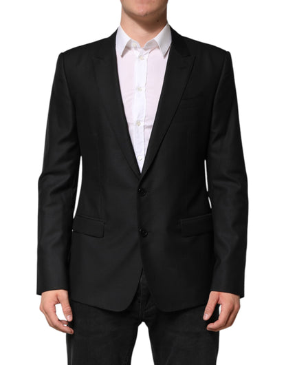 Black Wool Single Breasted Jacket Blazer