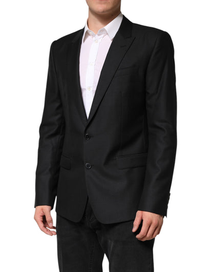 Black Wool Single Breasted Jacket Blazer-Dolce & Gabbana-LabelTerrace.com