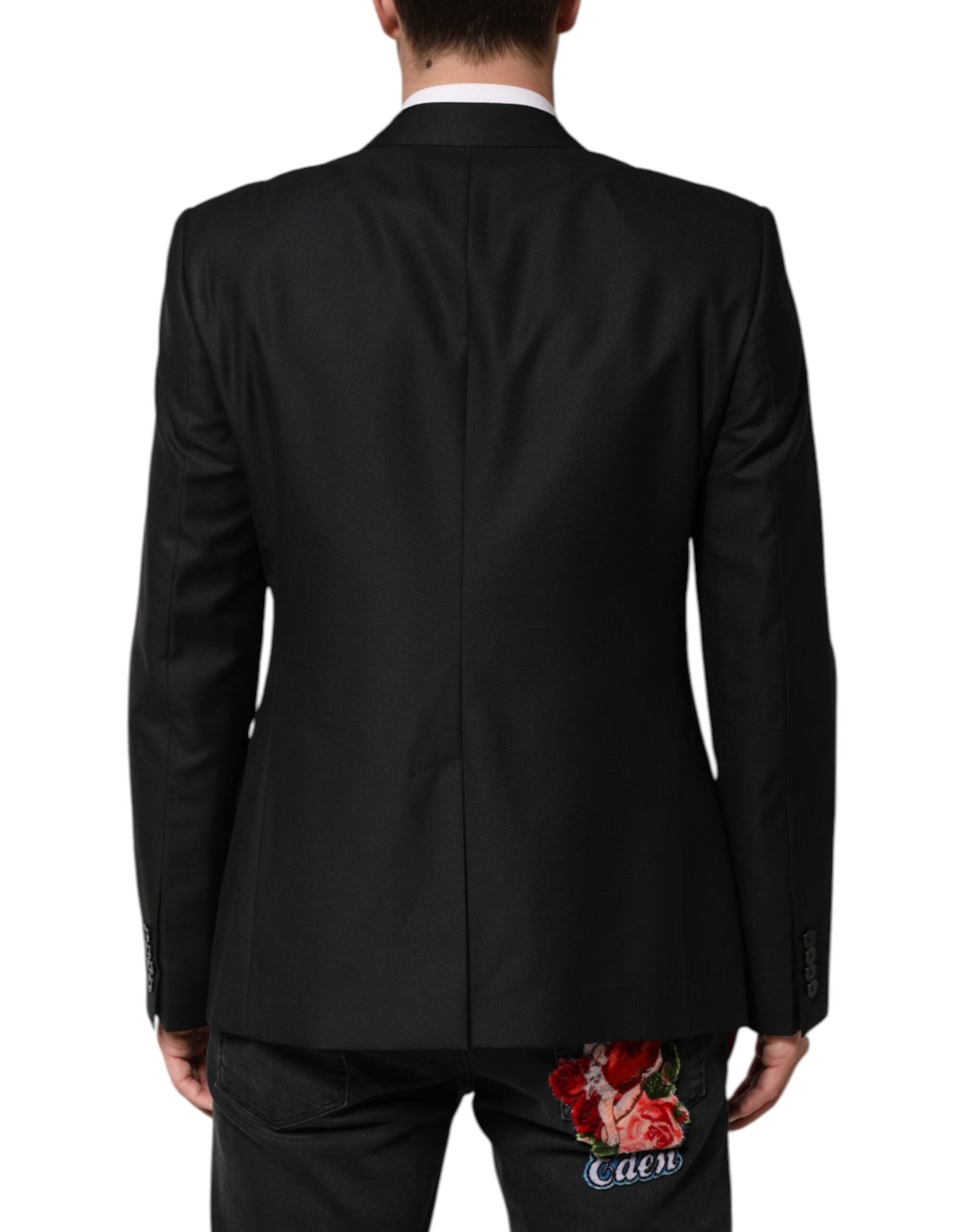 Black Wool Single Breasted Jacket Blazer-Dolce & Gabbana-LabelTerrace.com