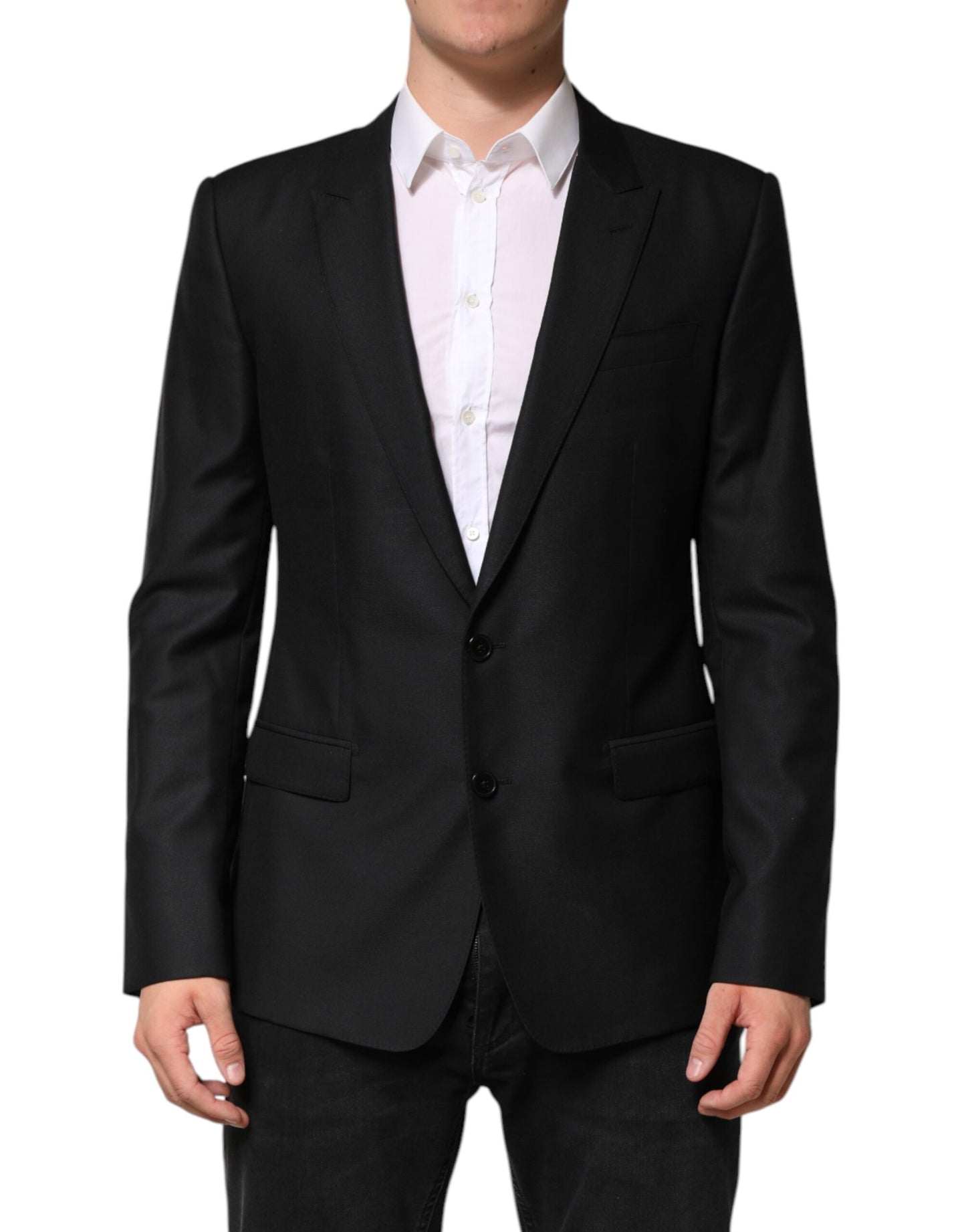 Black Wool Single Breasted Jacket Blazer-Dolce & Gabbana-LabelTerrace.com