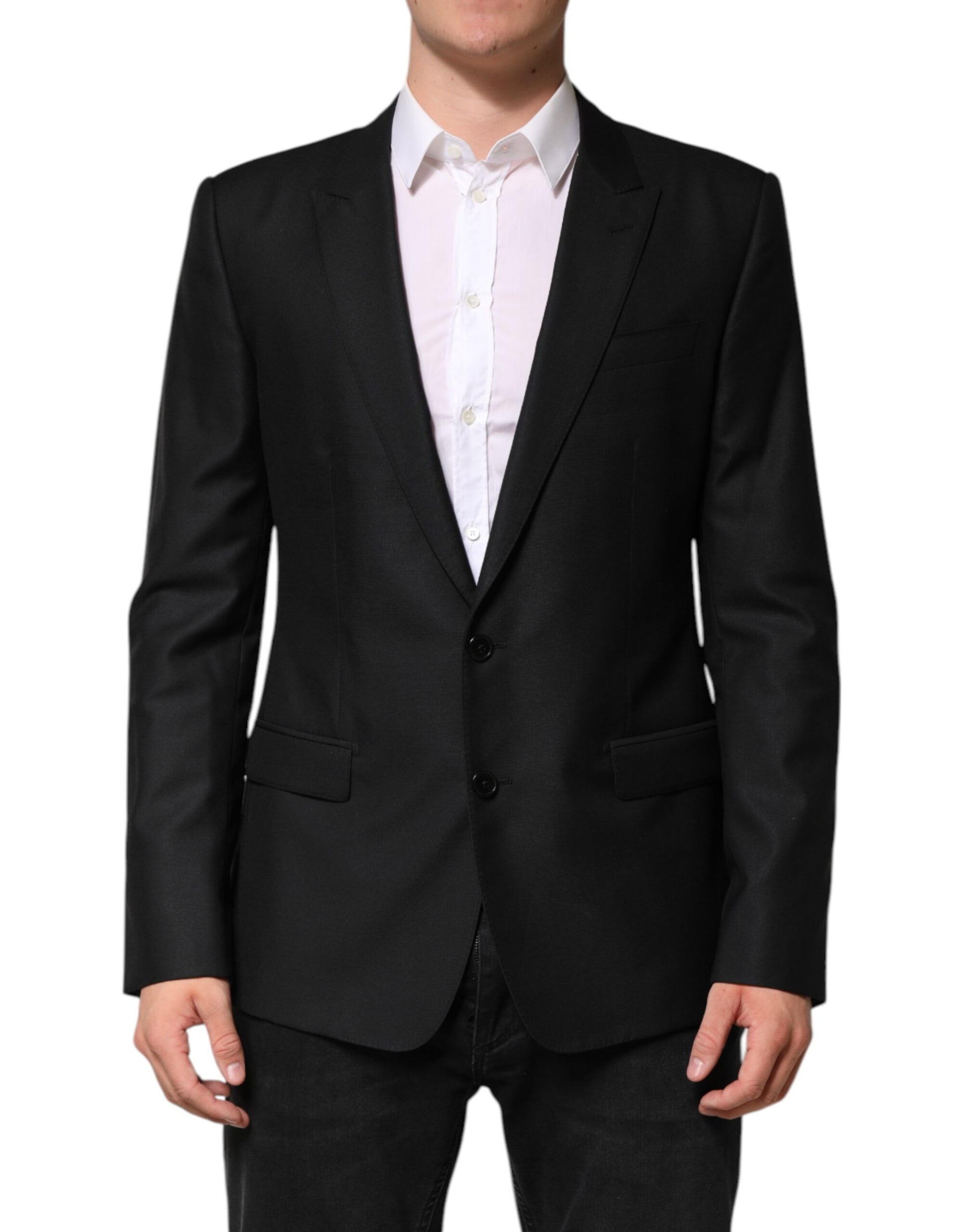 Black Wool Single Breasted Jacket Blazer-Dolce & Gabbana-LabelTerrace.com