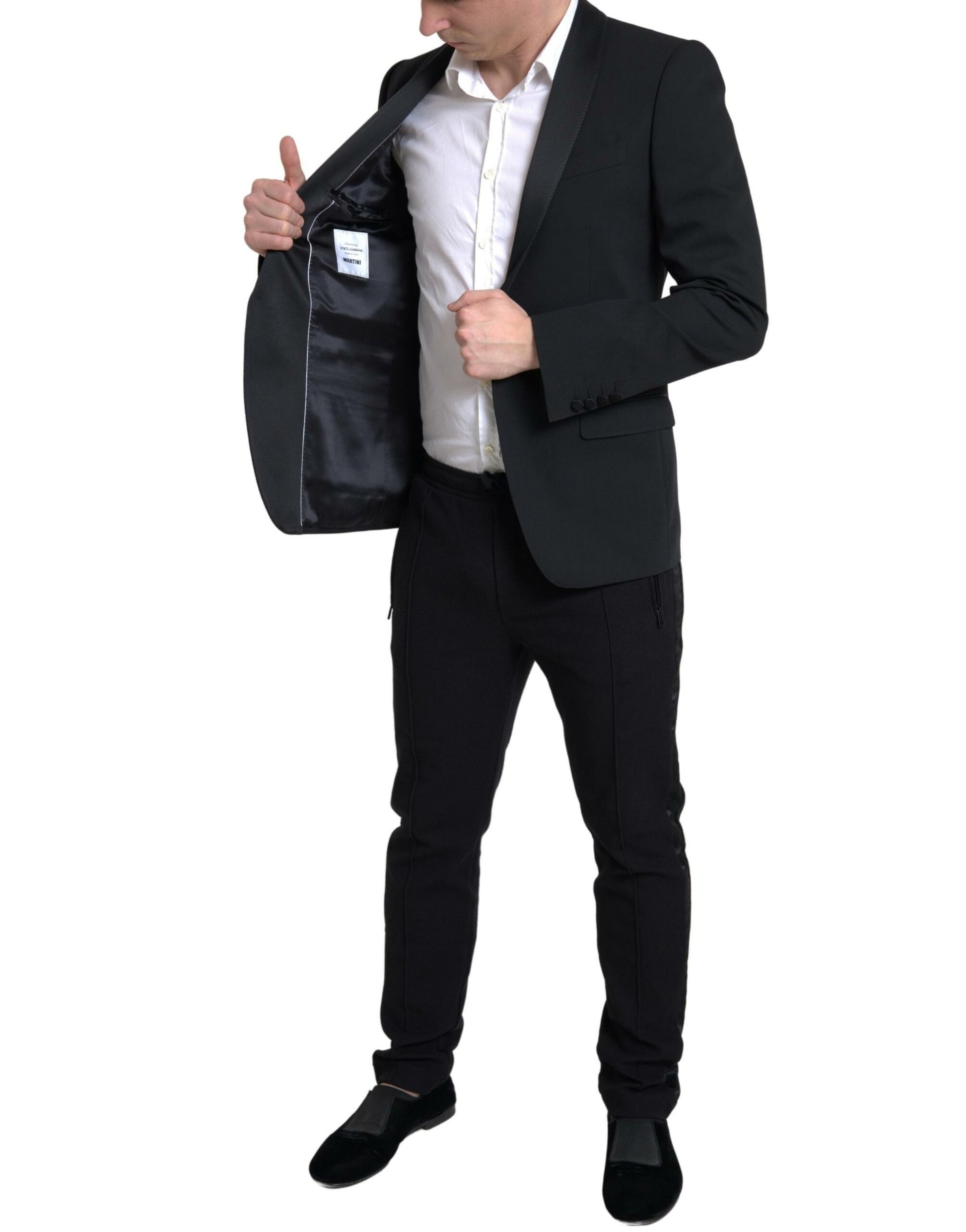 Black Wool Single Breasted MARTINI Blazer-Dolce & Gabbana-LabelTerrace.com