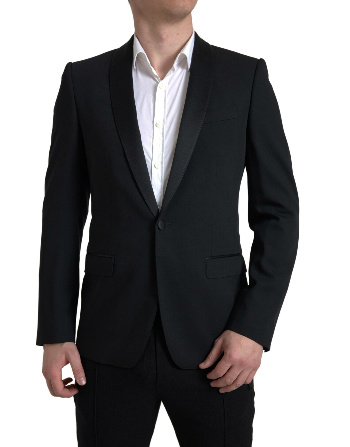 Black Wool Single Breasted MARTINI Blazer-Dolce & Gabbana-LabelTerrace.com