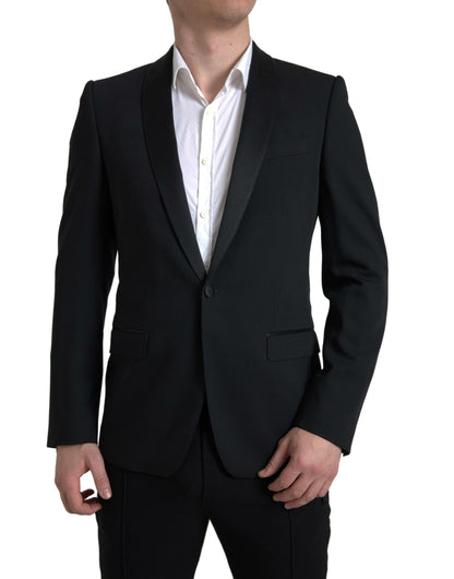 Black Wool Single Breasted MARTINI Blazer-Dolce & Gabbana-LabelTerrace.com