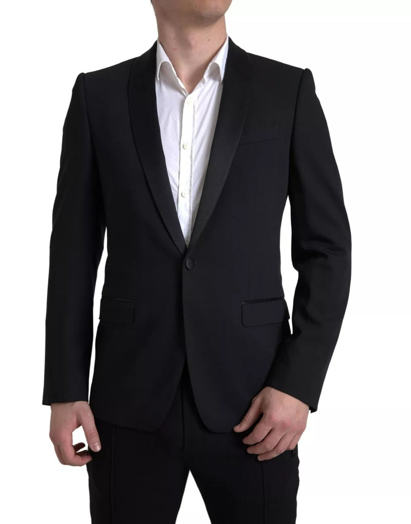 Black Wool Single Breasted MARTINI Blazerclothing-Dolce & Gabbana-LabelTerrace.com