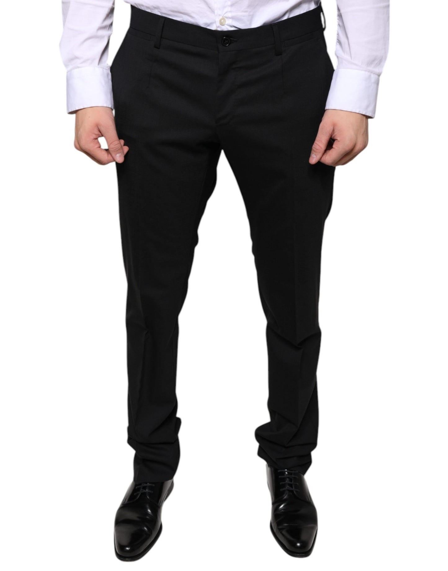 Black Wool Skinny Dress Formal Pants-Dolce & Gabbana-LabelTerrace.com
