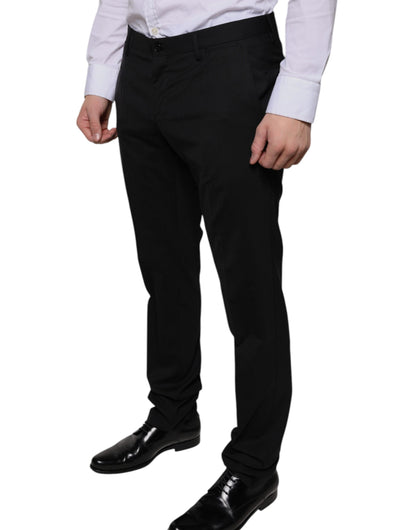 Black Wool Skinny Dress Formal Pants-Dolce & Gabbana-LabelTerrace.com