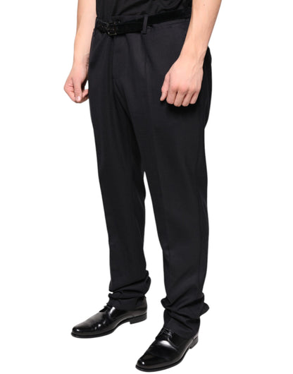 Black Wool Skinny Dress Formal Pants-Dolce & Gabbana-LabelTerrace.com