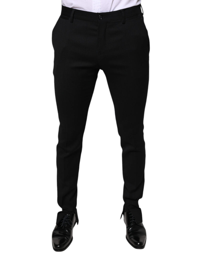 Black Wool Skinny Formal Dress Pants-Dolce & Gabbana-LabelTerrace.com