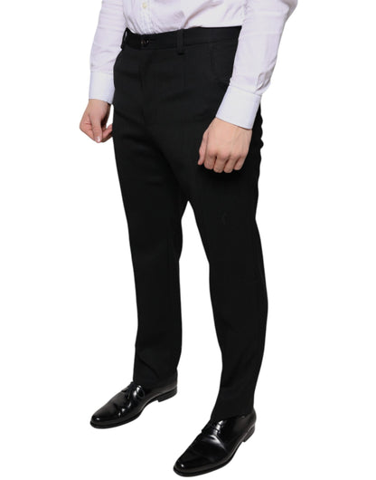 Black Wool Skinny Men Dress Pants-Dolce & Gabbana-LabelTerrace.com