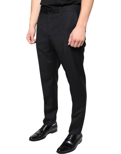 Black Wool Skinny Men Dress Pants-Dolce & Gabbana-LabelTerrace.com