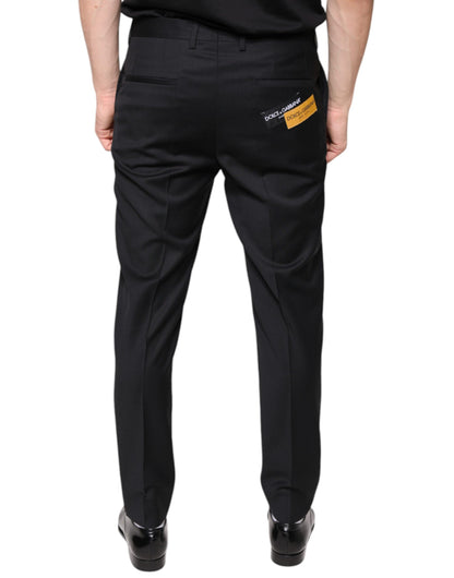 Black Wool Skinny Men Dress Pants-Dolce & Gabbana-LabelTerrace.com