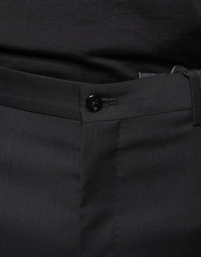 Black Wool Skinny Men Dress Pants-Dolce & Gabbana-LabelTerrace.com