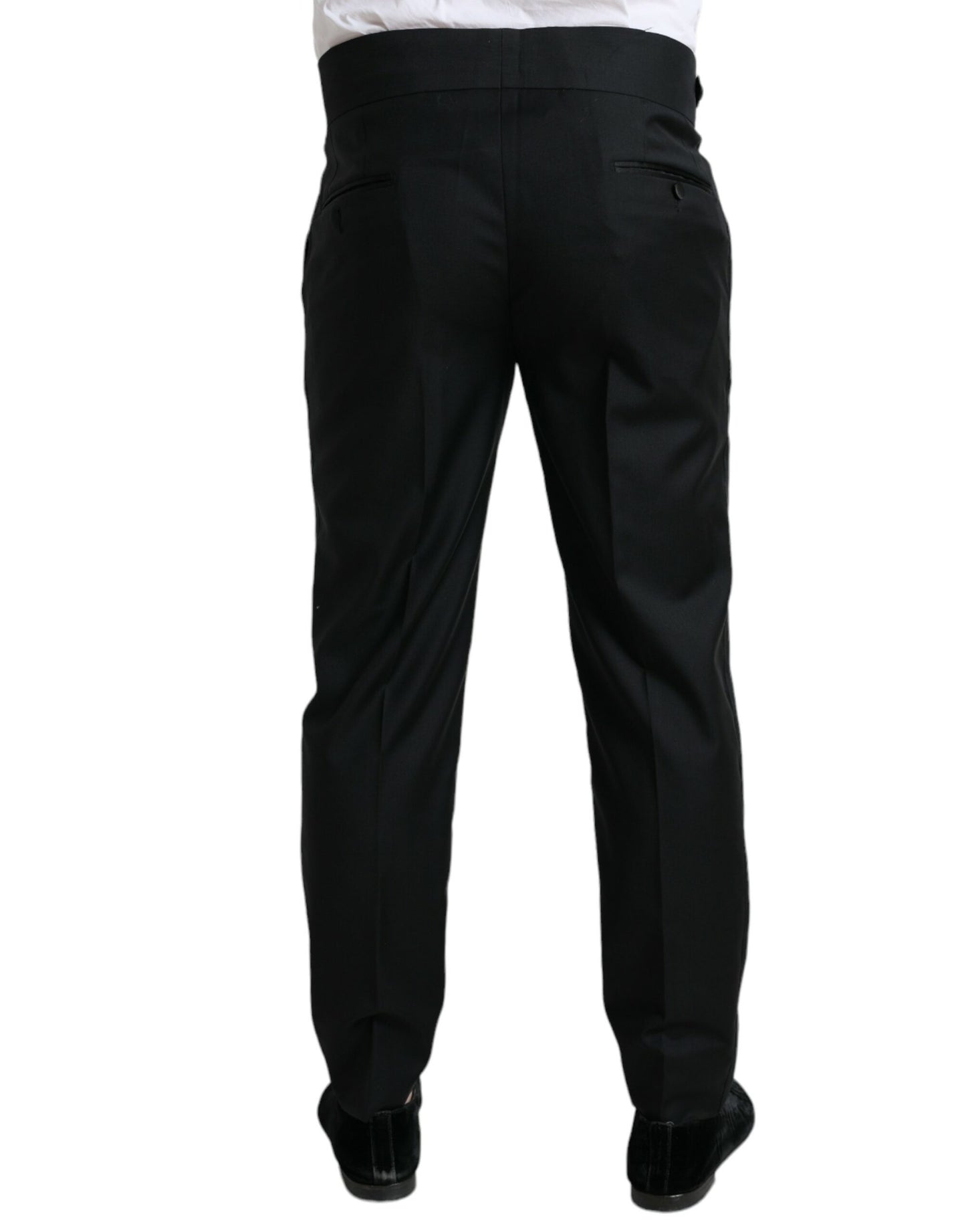 Black Wool Slim Fit Formal Trouser Dress Pants-Dolce & Gabbana-LabelTerrace.com