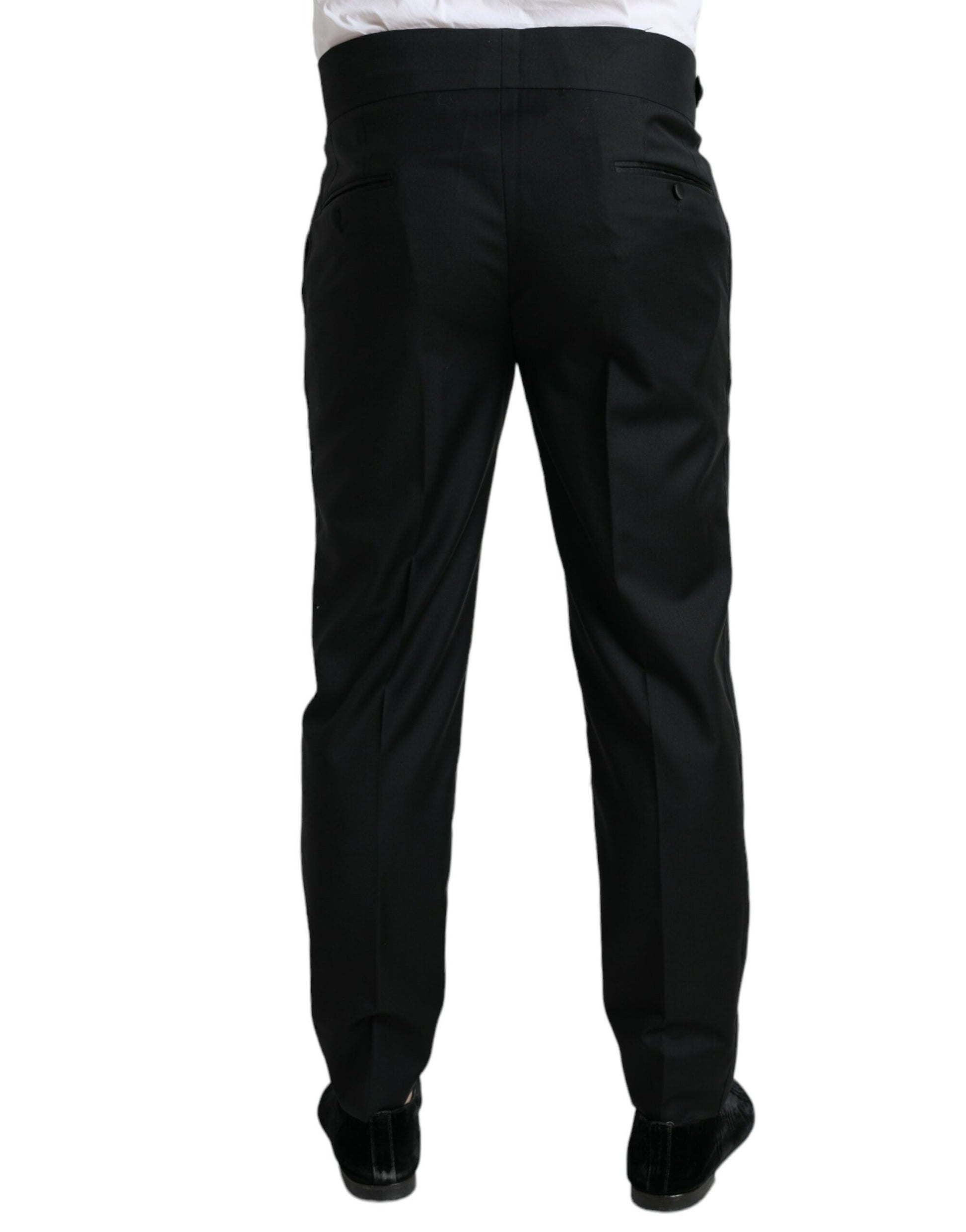 Black Wool Slim Fit Formal Trouser Dress Pants-Dolce & Gabbana-LabelTerrace.com