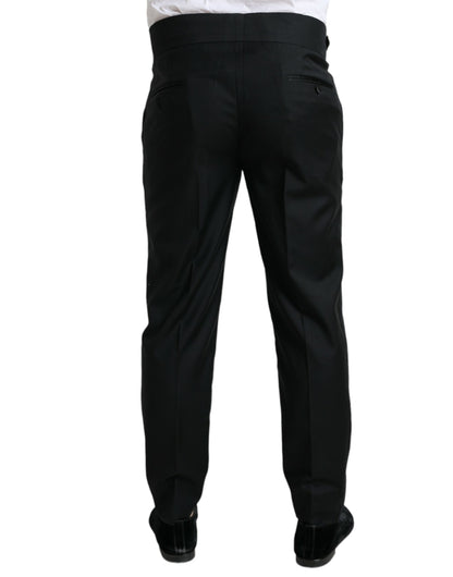 Black Wool Slim Fit Formal Trouser Dress Pants-Dolce & Gabbana-LabelTerrace.com