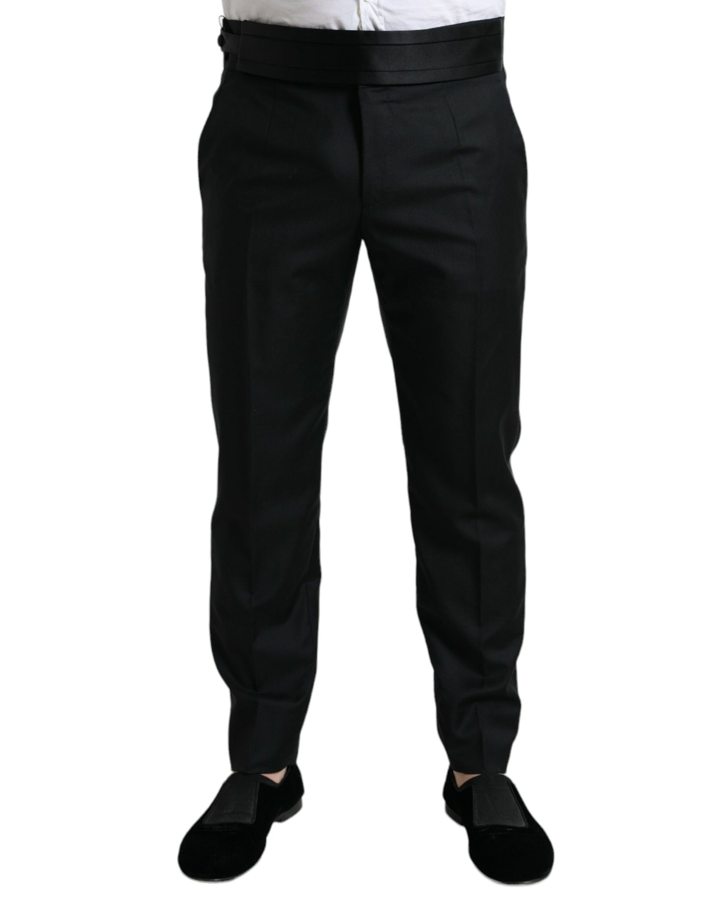 Black Wool Slim Fit Formal Trouser Dress Pants-Dolce & Gabbana-LabelTerrace.com