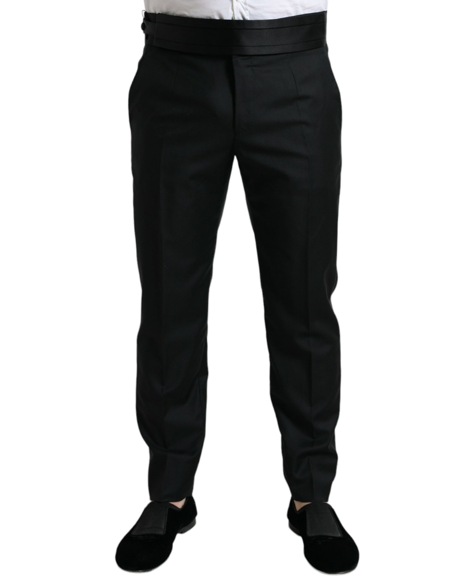 Black Wool Slim Fit Formal Trouser Dress Pants-Dolce & Gabbana-LabelTerrace.com