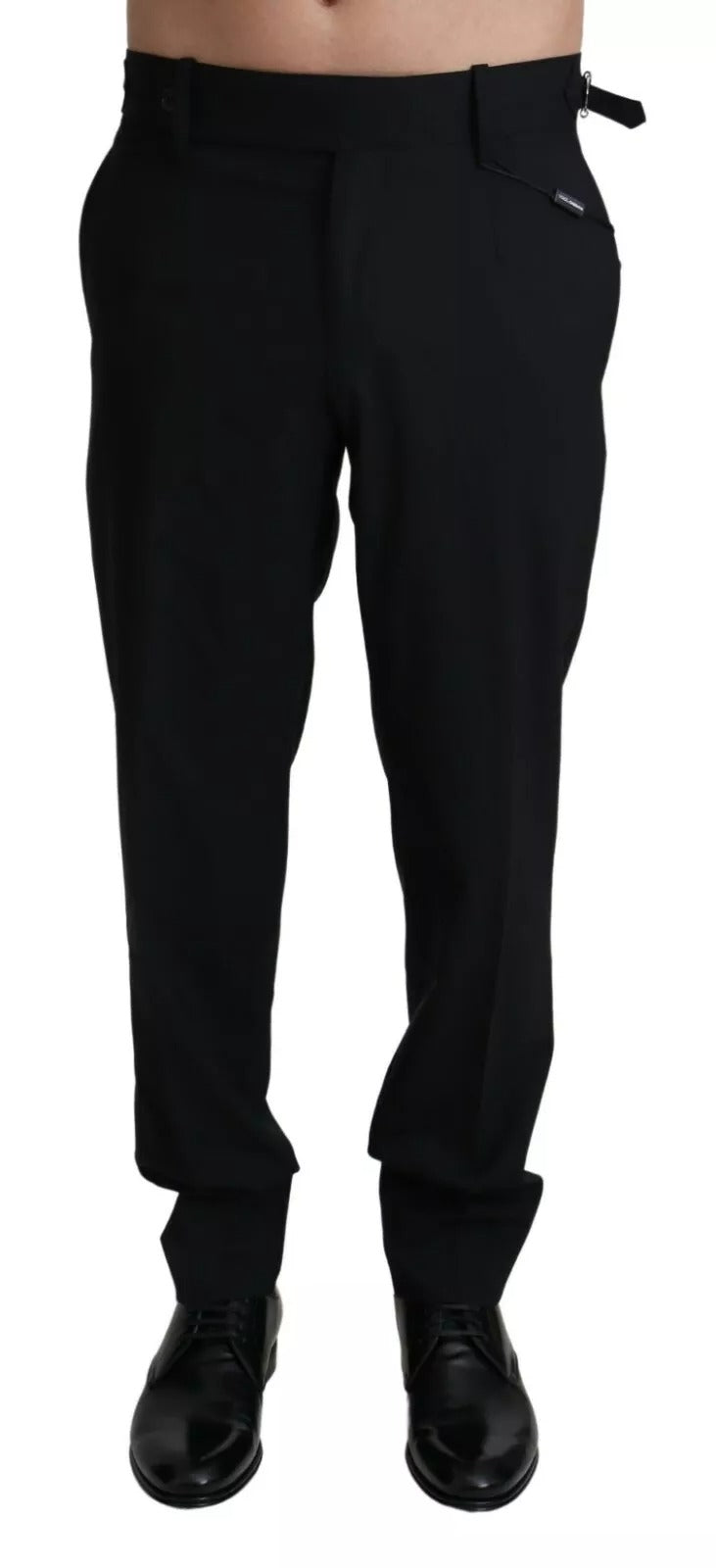 Black Wool Stretch Dress Trouser Pants-Dolce & Gabbana-LabelTerrace.com