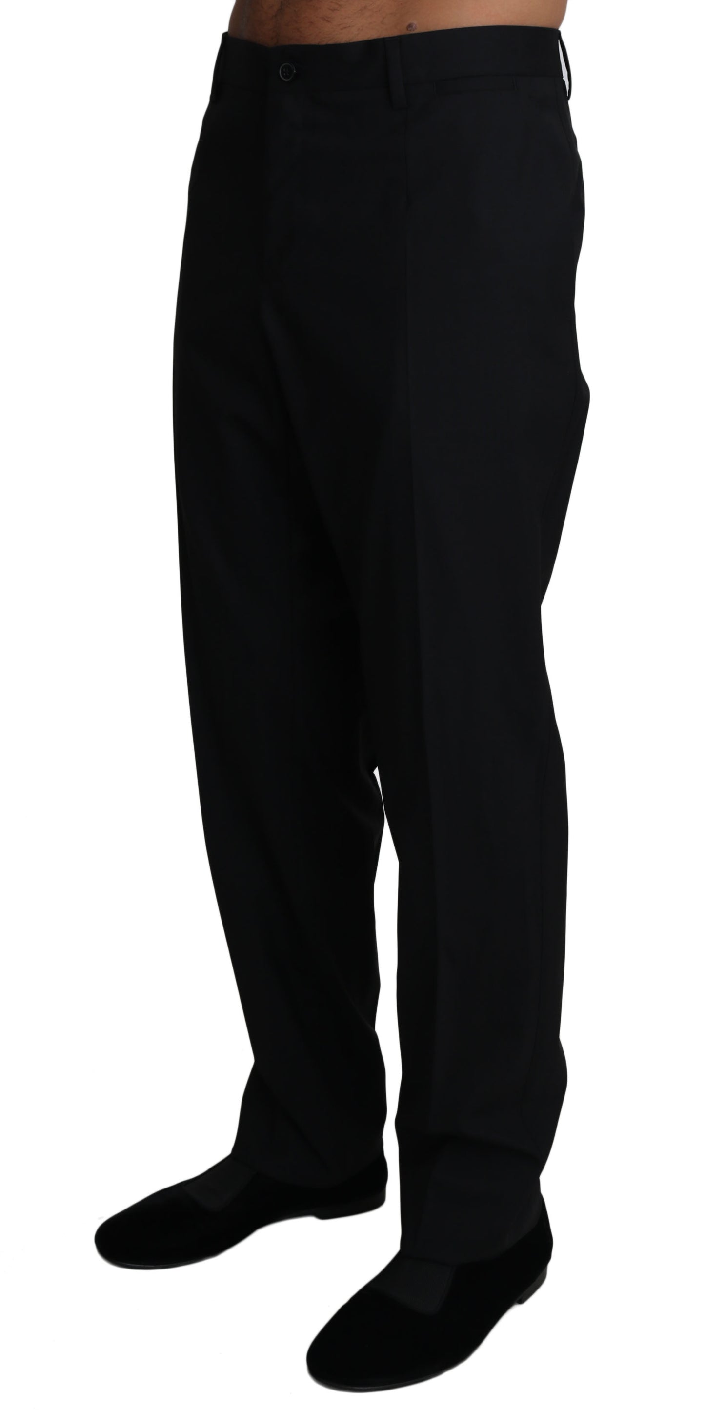 Black Wool Stretch Dress Trousers Pants-Dolce & Gabbana-LabelTerrace.com